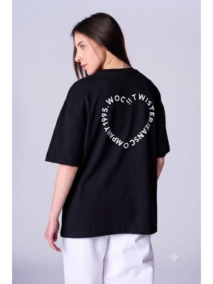Twister Ets 1068 Sırt Baskılı Oversize Kadın Bisiklet Yaka T-Shirt