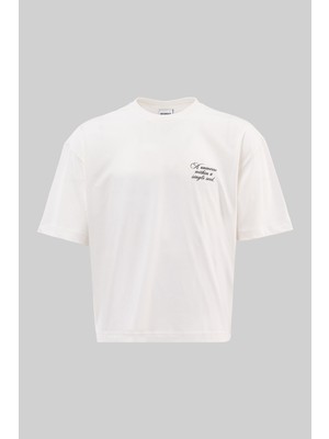 Machinist Clothing Erkek A Single Seed Baskılı Crop Oversize Tişört Ekru