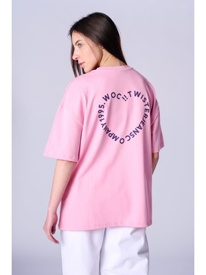 Twister Ets 1068 Sırt Baskılı Oversize Kadın Bisiklet Yaka T-Shirt