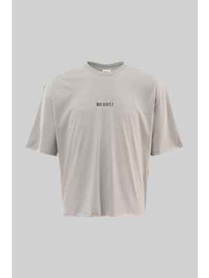 Machinist Clothing Erkek 87 Baskılı Crop Oversize Tişört Boyama Gri