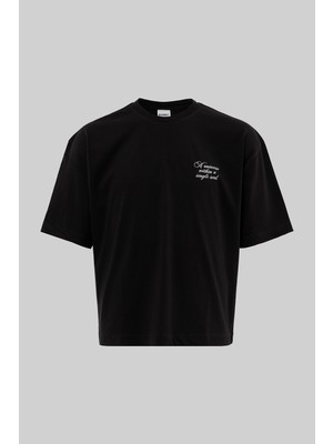 Machinist Clothing Erkek A Single Seed Baskılı Crop Oversize Tişört Siyah
