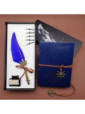 Belle Fusion Mey Ithalat®  Deri Defter ve Tüylü Kalem