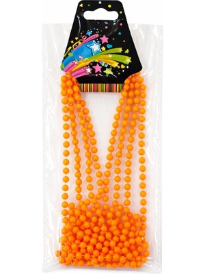 Belle Fusion Mey Ithalat® Neon Turuncu Boncuk Kolye 80 cm – Retro 80’ler 90’lar Parti Aksesuarı