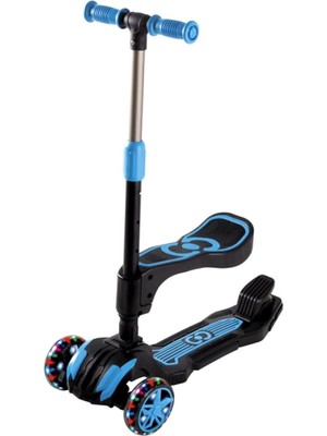 TeknoKapsül Scooter Cool Wheels LED Işıklı Oturaklı Pembe Mavi Erkek Kız Combo - Esmrkt4