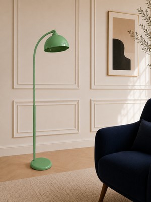 Avizade Nebula Yeşil Metal Premium Tasarım Hareketli Başlıklı Ayaklı Lambader Retro Şapkalı Dekoratif Zemin Lambası Modern Salon Oturma Odası Köşe Aydınlatma E27 Duy Uyumlu