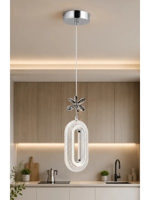 Trend Rose Defne 3 Renk Modlu Kristal Taşlı Ledli Sarkıt Avize