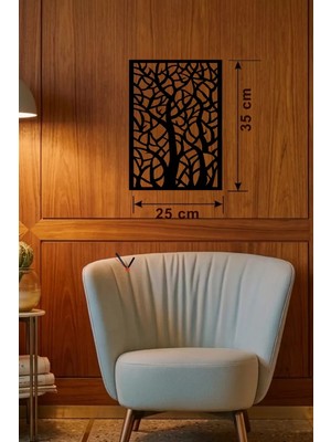 Belle Fusion Mey Ithalat® Soyut Ağaç Dalları Ahşap Duvar Tablosu - 25X35 cm Lazer Kesim Dekoratif Pano