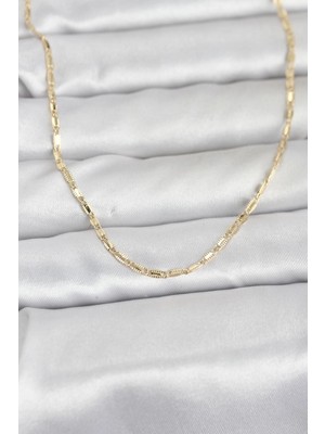 Marsilyan cm 14K Gold Renk Lazerli Zincir Model 60 cm Kadın Kolye 5886