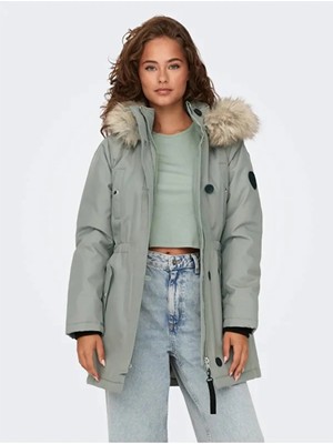 Only Kapüşonlu Yeşil Kadın Parka 15304625