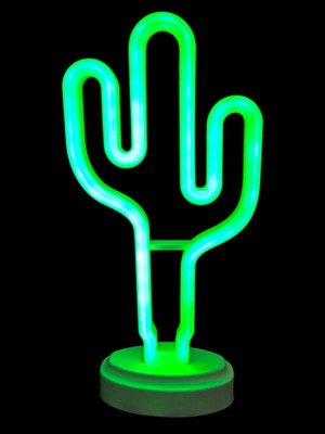 Aydogan's Neon Işıklı Kaktüs Masa Gece Lambası Pil+Usb
