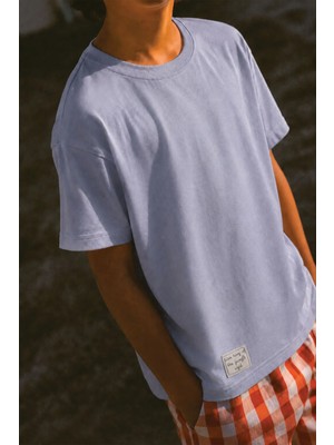 Cigit Etiket Detaylı T-Shirt 2-10 Yaş Mavi