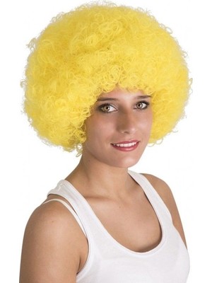 Belle Fusion Mey Ithalat® Sarı Renk Kıvırcık Afro Bonus Peruk