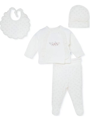 TeknoKapsül Bebetto Kız Bebek 5li Hastane Çıkışı Çiçek Baskılı Çıtçıtlı Bisiklet Yaka Long Sleeve Patikli