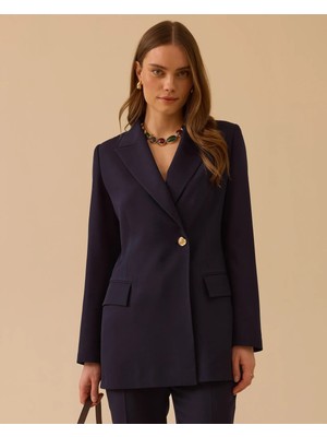 Seçil 1005 Tek Düğmeli Krevuze  Yaka Klasik  Blazer Ceket  #26#