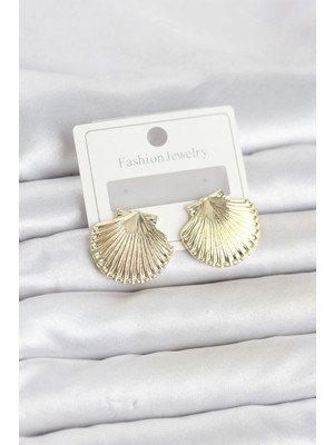Belle Fusion Mey Ithalat® Gold Renk Pirinç Deniz Kabuğu Model Kadın Küpe