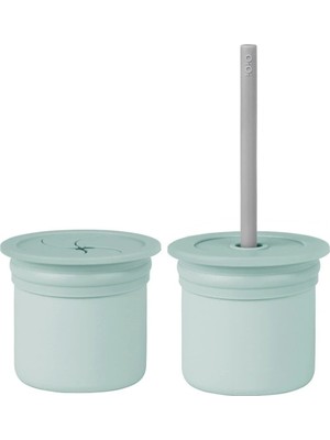 TeknoKapsül Oioi Ham Hüp Pipetli Silikon Bardak Seti River Green / Powder Grey