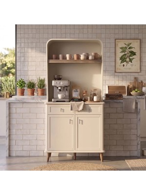 Eymense Alyans Double Kahve Köşesi %100 Mdf Çekmeceli Raflı Çok Amaçlı Mutfak Dolabı