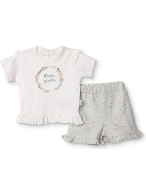 TeknoKapsül Bebetto , Kız, Tshirt-Şort, Çiçek Baskılı, Flower Garden, Bisiklet Yaka, Kısa, Kısa Kol