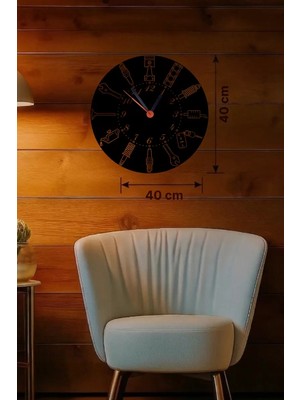 Belle Fusion Mey Ithalat® Otomobil Parçaları Tasarım Ahşap Duvar Saati - 40X40 cm Mekanik Saat