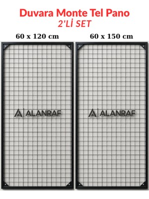 BölgeRaf Sık Telli Tel Raf - Tel Pano Stand, Duvar Askılığı Ikili Fırsat Set 60X120 cm ve 60X150 cm