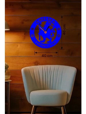 Belle Fusion Mey Ithalat® Chelsea Fc Logolu Ahşap Duvar Saati - 40X40 cm Taraftar Hediyesi