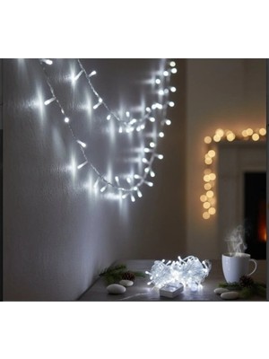 Mbb E-Ticaret Mey Ithalat® 10M 100 LED Damla Uçlu Beyaz Işık Şeffaf Kablo Mz-17-1