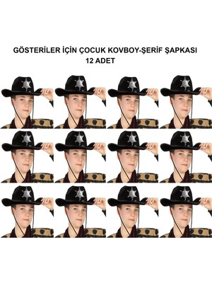 Mbb E-Ticaret Mey Ithalat® Kovboy Şerif Şapkası Siyah 12 Adet - Kostüm, Parti ve Gösteri Şapkası