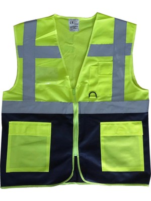 Mbb E-Ticaret Mey Ithalat® Yönetici Ikaz Yeleği Sarı/lacivert Xl Beden