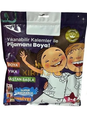 Mbb E-Ticaret Mey Ithalat® Kalem Hediyeli Boyanabilir Pijama 3-4 Yaş