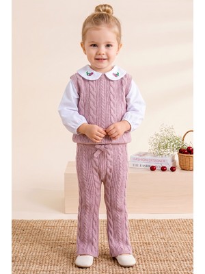 Babymod Triko Süveterli  3 Parça Pantolonlu Kışlık  Kız Çocuk Takım