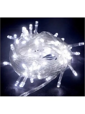 Ett 10M 100 LED Boncuk Lamba Beyaz Işık Şeffaf Kablo