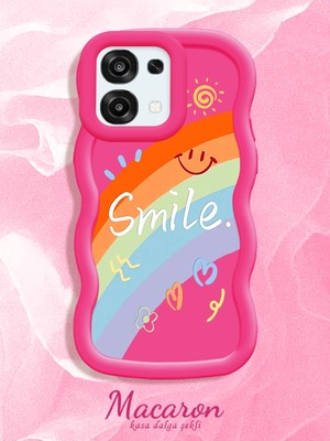 HONTINGA Oppo A6 Pro Uyumlu Kılıf Düşüme Önleyici Basitlik Anti Düşme Kamera Koruyucu Basit Kırmızı Yumuşak Silikon Couple Telefon Kılıfı Gökkuşağı Desen K9-0318
