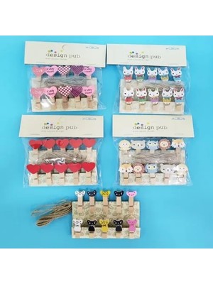 Belle Fusion Mey Ithalat® Şekilli Renkli Ahşap Mandal Seti (10'lu Paket)