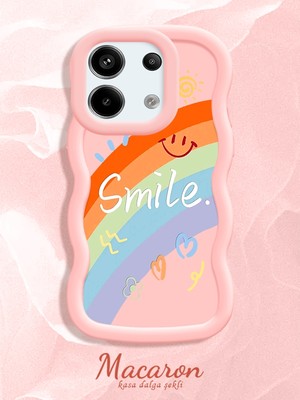 HONTINGA Poco X6 5g Uyumlu Kılıf Düşüme Önleyici Basitlik Anti Düşme Kamera Koruyucu Basit Pembe Yumuşak Silikon Couple Telefon Kılıfı Gökkuşağı Desen K9-0318