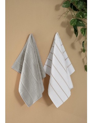 Arliva Santana Bukle Mutfak Havlusu 2'li Set Beyaz/gri 40X60
