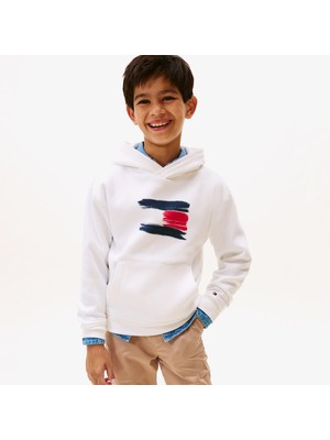 Tommy Hilfiger Flag Çocuk Beyaz Hoodie