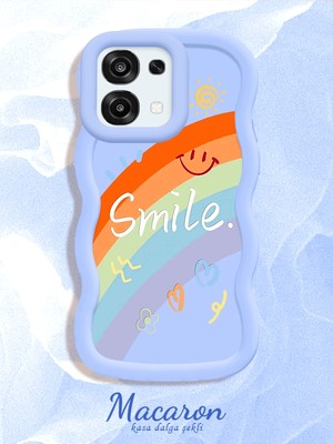 HONTINGA Oppo A6 Pro Uyumlu Kılıf Düşüme Önleyici Basitlik Anti Düşme Kamera Koruyucu Basit Mavi Yumuşak Silikon Couple Telefon Kılıfı Gökkuşağı Desen K9-0318