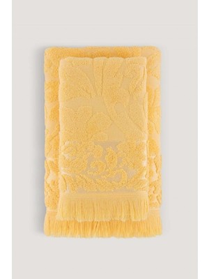 Arliva Saray  Jakarlı 2'li Banyo Seti Sarı 90X140 50X80