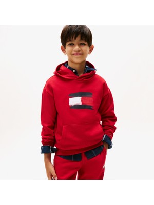 Tommy Hilfiger Flag Çocuk Kırmızı Hoodie