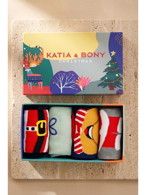 Katia & Bony Unisex 4'lü Paket Yılbaşı Kutulu Soket Çorap