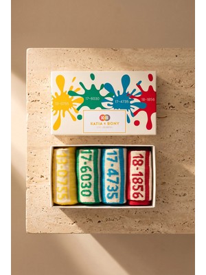 Katia & Bony Unisex Pantone Renkli 4'lü Kutulu Soket Çorap