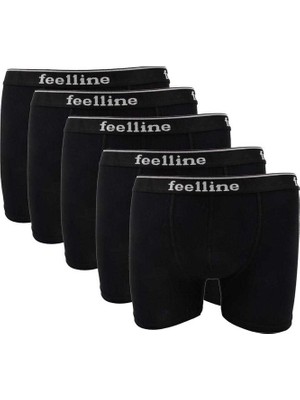Mbb E-Ticaret 5 Adet Feelline Siyah Pamuklu Doğal Likralı Erkek Boxer