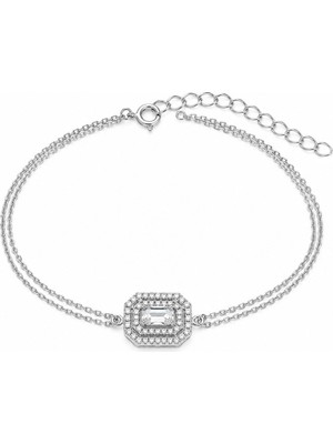 Brezza Lusso Jewelry Pırlanta Model Baget Taşlı Attractive Gümüş Kadın Bileklik