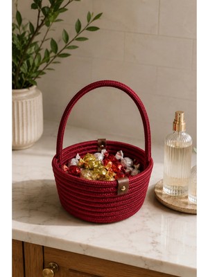 MaVaux Candya El Yapımı Halat Çok Amaçlı Misafir Şekerliği, Hediyelik Sepeti, Nikah Sepeti Sepeti Dekoratif Organizer Meyvelik Sunum Sepeti 19X7 cm