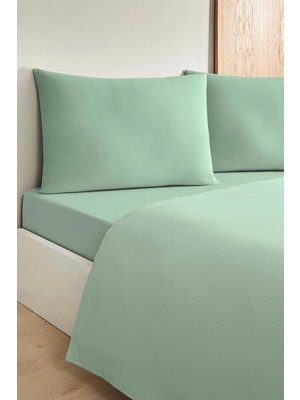 Özdilek -Colourist Çağla- Bamboo Lastikli Çarşaflı Çift Kişilik Pike Takımı