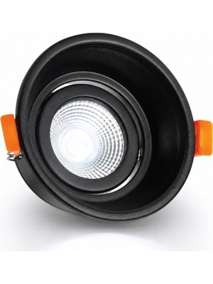 Kendal Siyah Yuvarlak Spot Kasası + GU10 LED Ampul Beyaz Işık KDA857