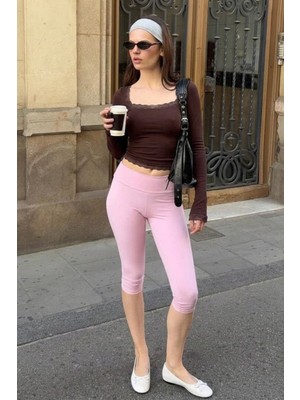 Damga Kadın Vücüda Oturan Dantelli Kahve Korse Bluz
