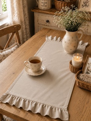 Şah Textile Design Pamuk Karışımlı Kenar Fırfırlı RUNNER40X110
