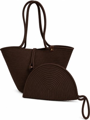 MaVaux Aya Trikot Omuz Çantası + Moss Clutch 2'li Kadın Hasır Çanta Seti Büyük Omuz Çantası ve Clutch El Yapımı Yazlık, Plaj Günlük Kullanım Şık Dayanıklı Çanta