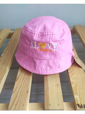 Minilka Bebe Pamuklu Nakışlı Bebek Bucket Şapka Love Arkası Ipli Ayarlanabilir- (Ürün Çok Dar Kalıp Genişlik :44CM)